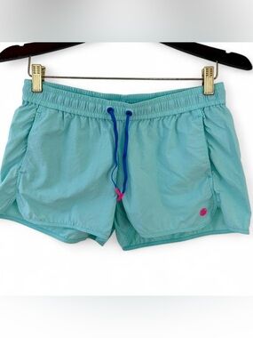 Lilly Pulitzer Teal Athletic Drawstring Shorts with Blue & Pink Accents